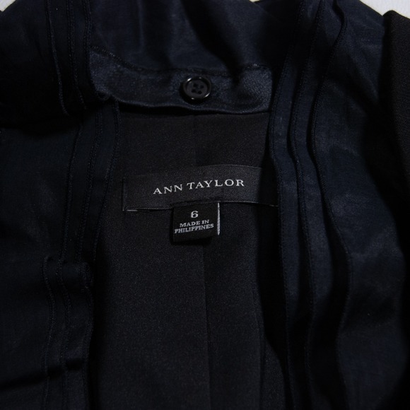 Ann Taylor Black Ruffle‎ Front Blazer Jacket Size 6 Career Office Removable - Picture 3 of 11